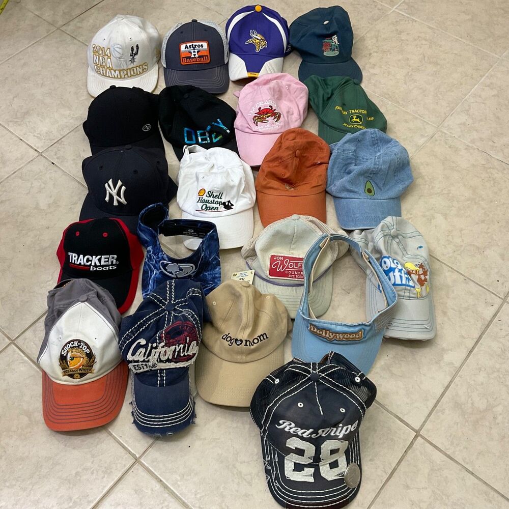 lot of 21 Trucker Hat Visors Mom Dad Patch Mesh Shock Top ,Red Stripe NFL NBA +
